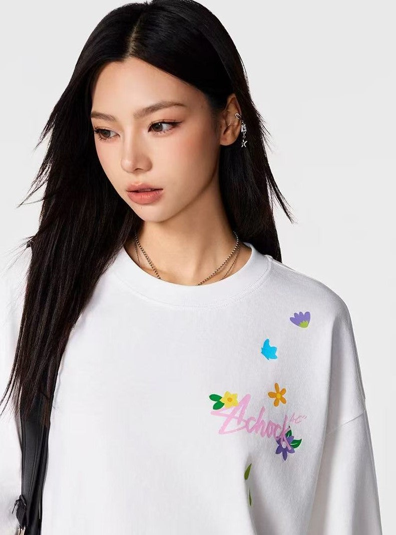 ACHOCK Small Flower Print Long-sleeve T-shirt