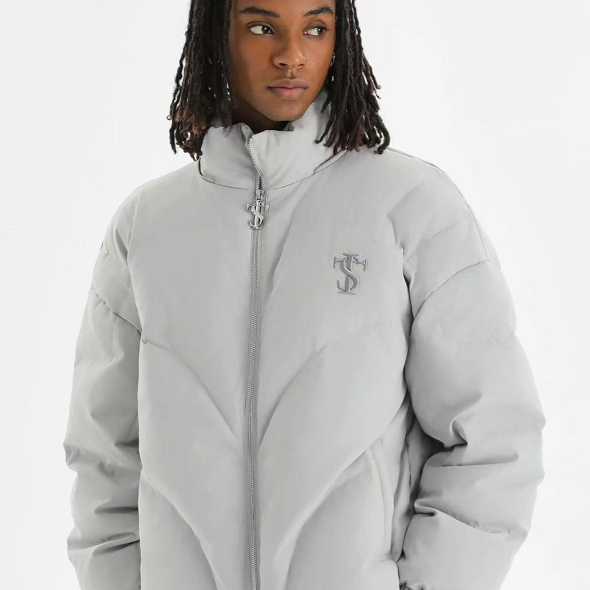 STK Vintage Quilted Embroidered Hooded Down Jacket