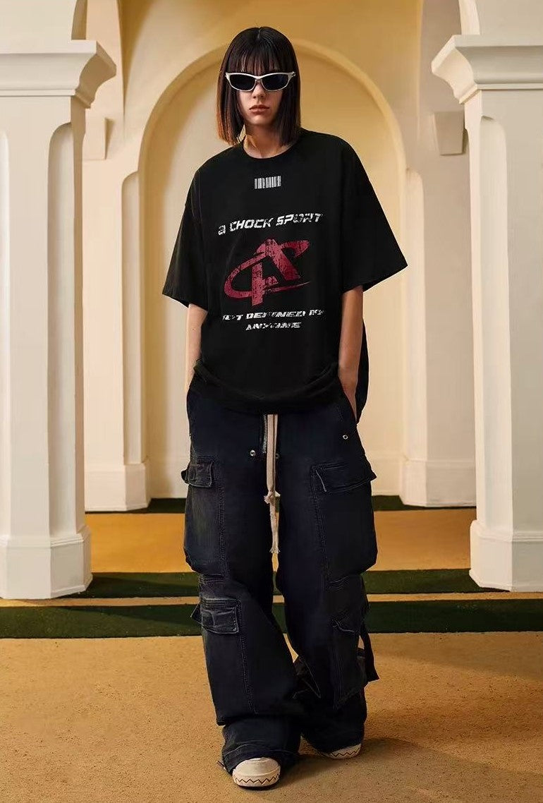 ACHOCK Heavy Washed Distressed Logo T-shirt