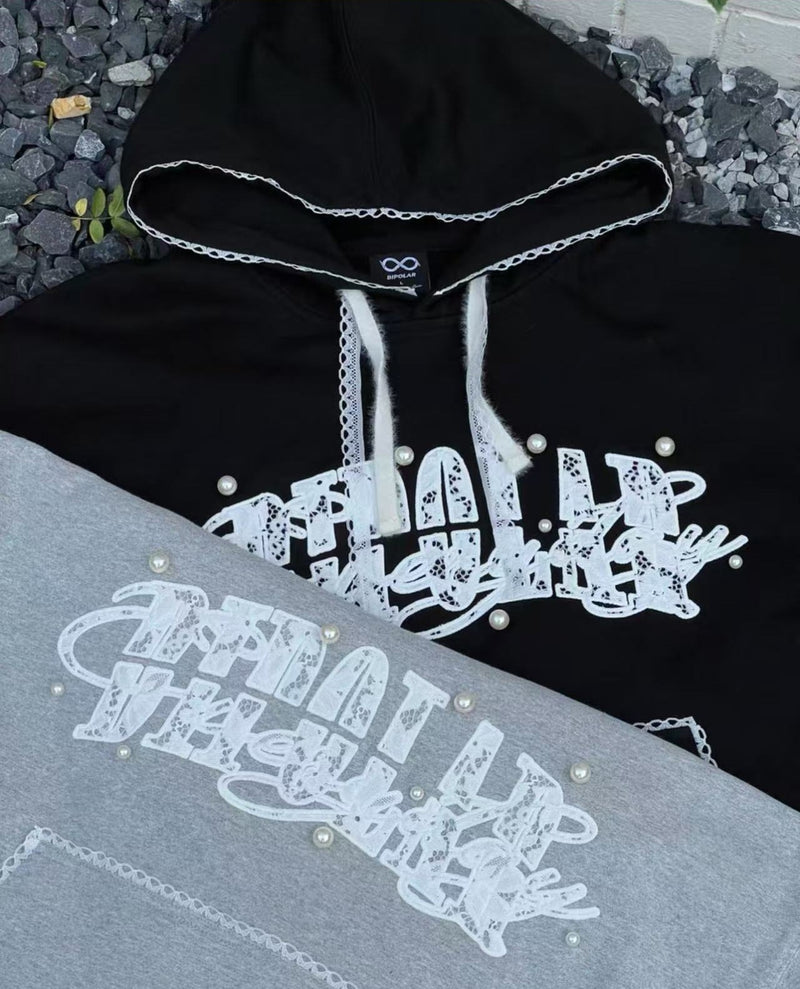 BIPOLAR Lace Pearl Patch Logo Hoodie