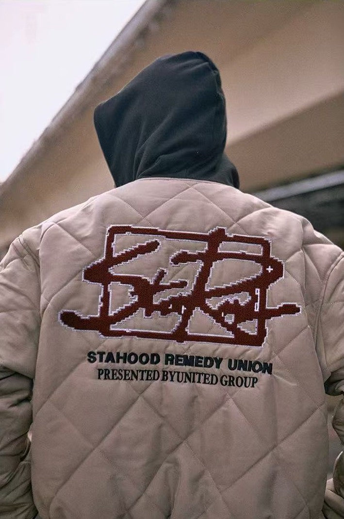 REMEDYxSTA Embroidered Quilted Baseball Hooded Jersey