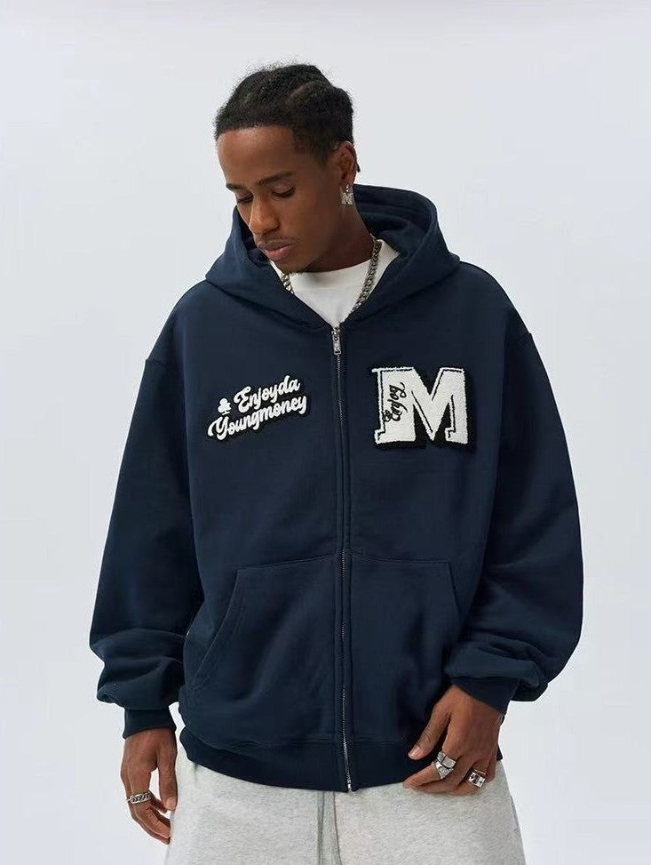 MEDM Retro Logo Towel Embroidered Zipper Hoodie