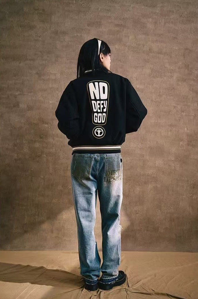 REMEDY Lightning Pledge Embroidered Letter Jacket