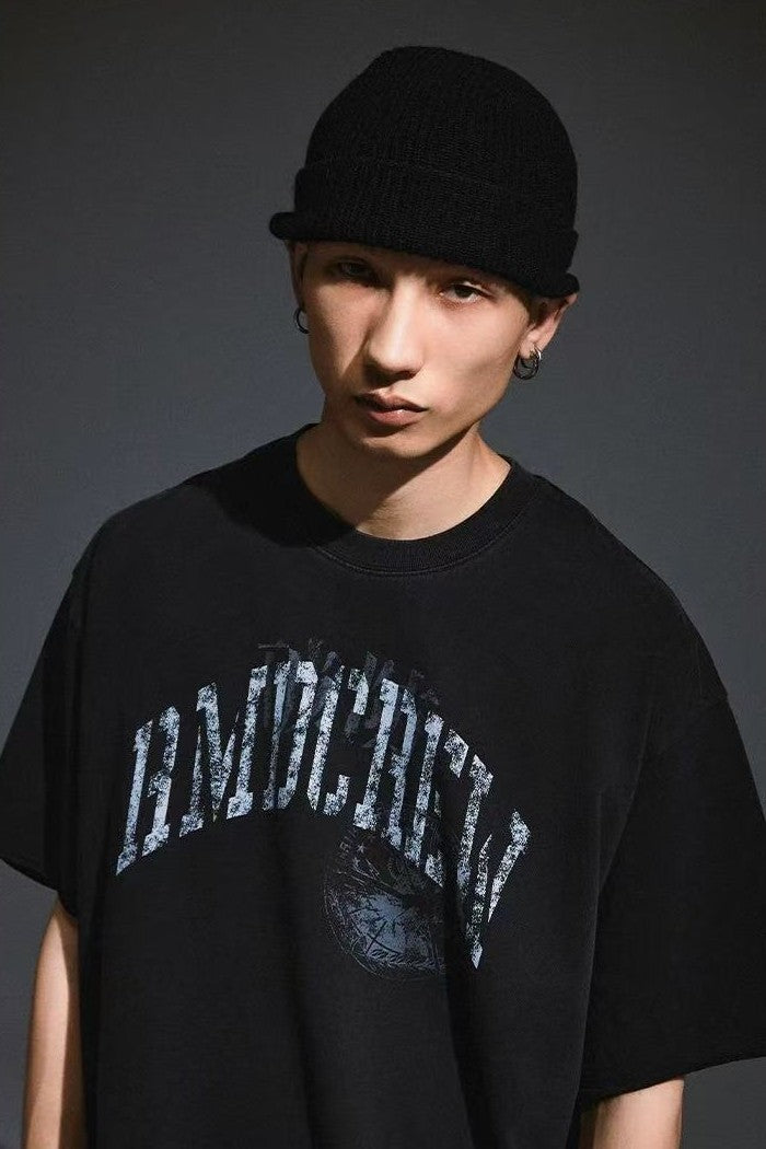 REMEDY Distressed Letter Print Short-sleeve T-shirt