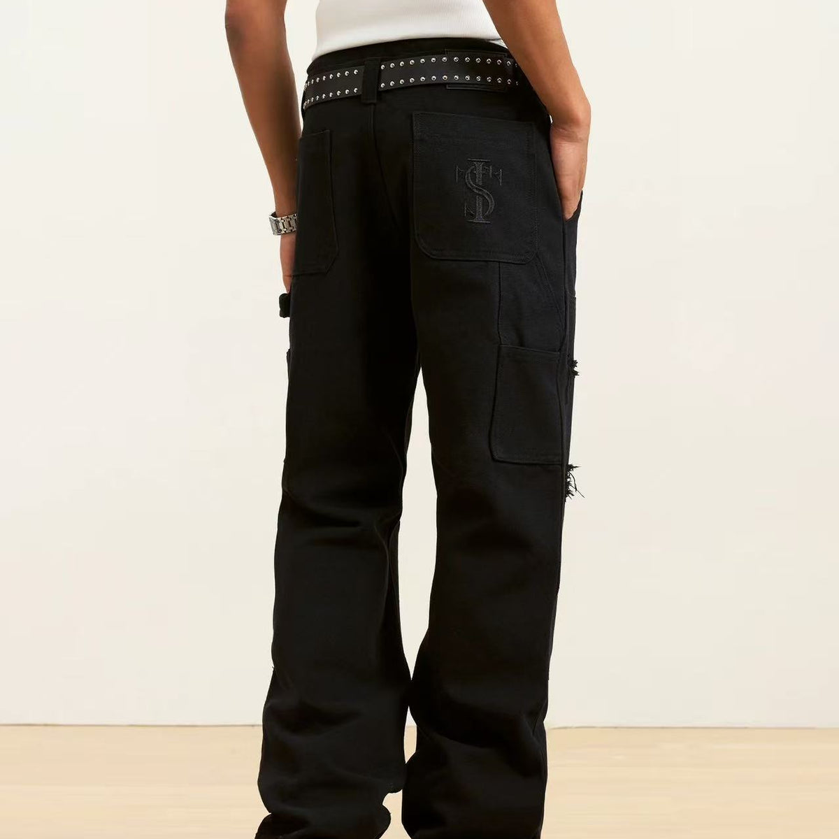STK Washed Distressed Patchwork Jeans