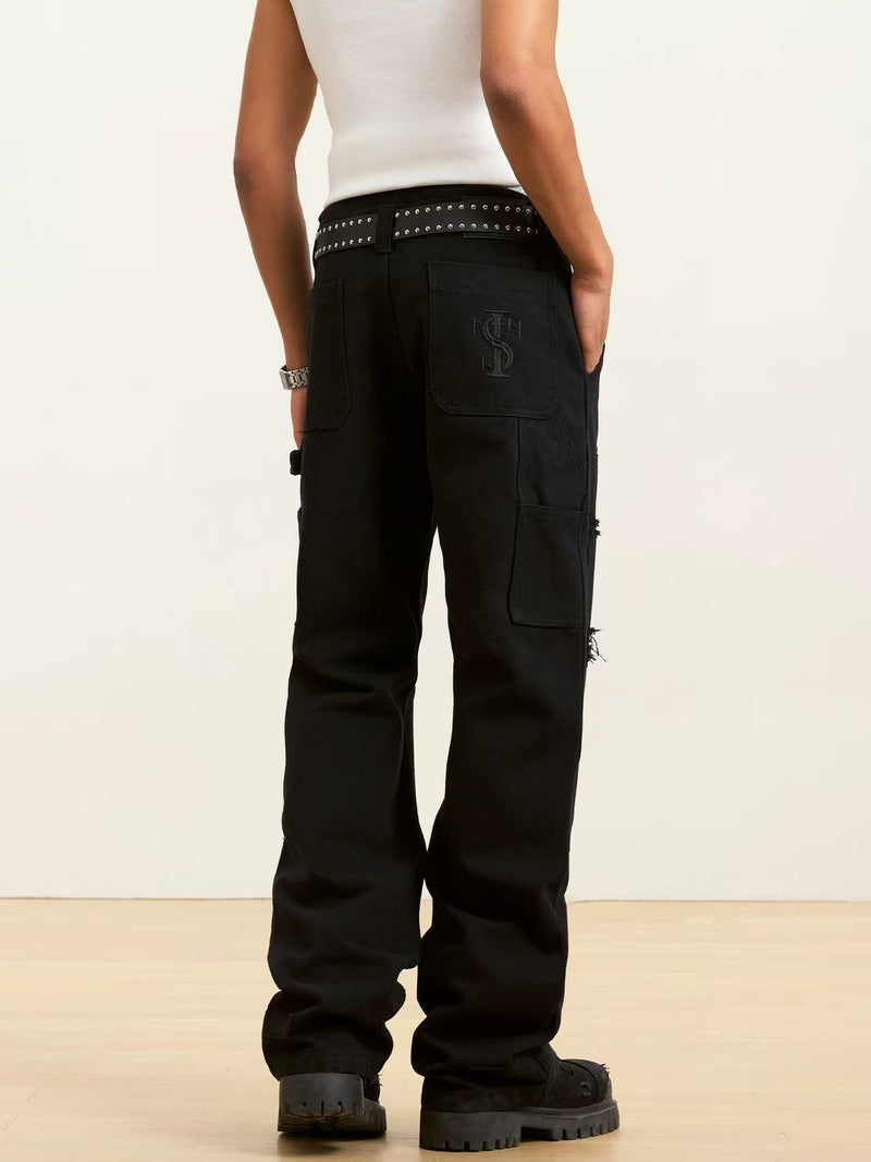 STK Washed Distressed Patchwork Jeans