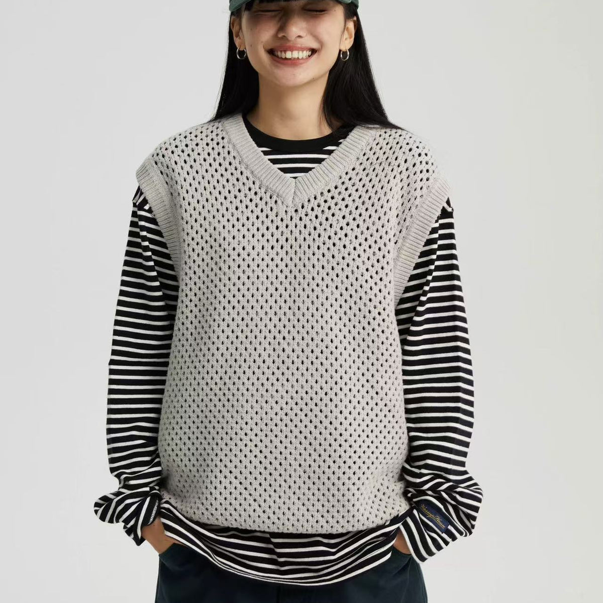 WASSUP Hollow V-neck Wool Vest