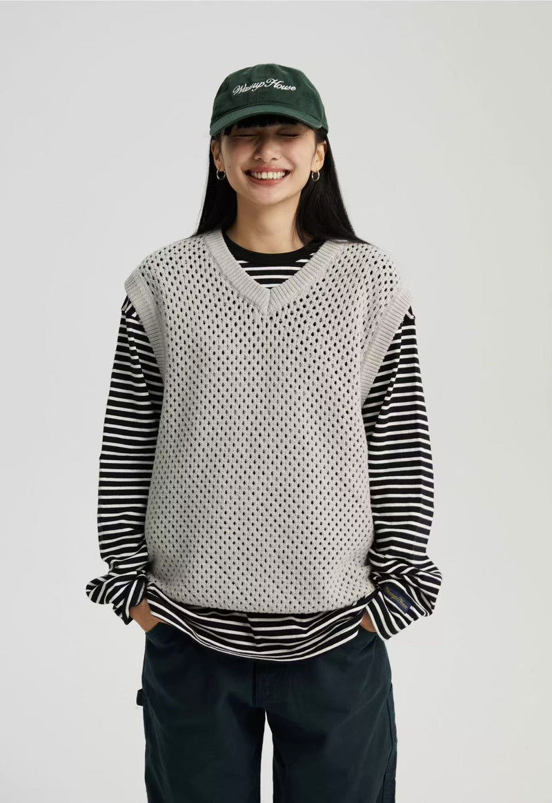 WASSUP Hollow V-neck Wool Vest