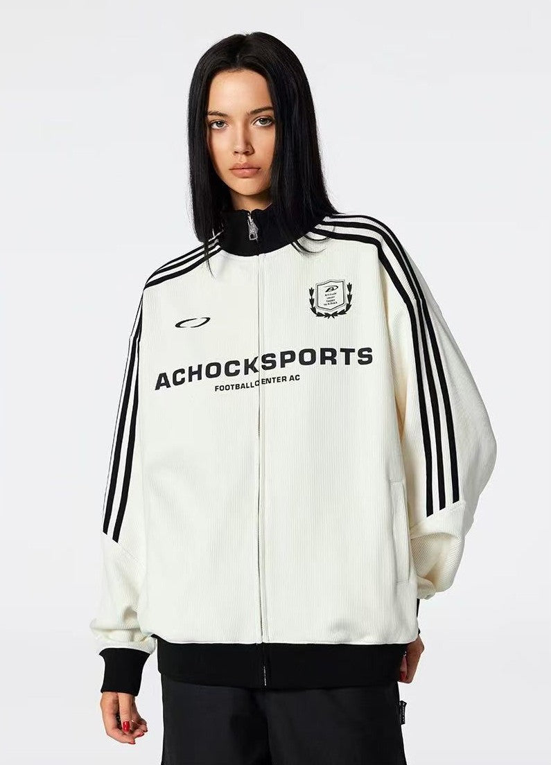 ACHOCK Stand Collar Color Matching Zipped Jacket