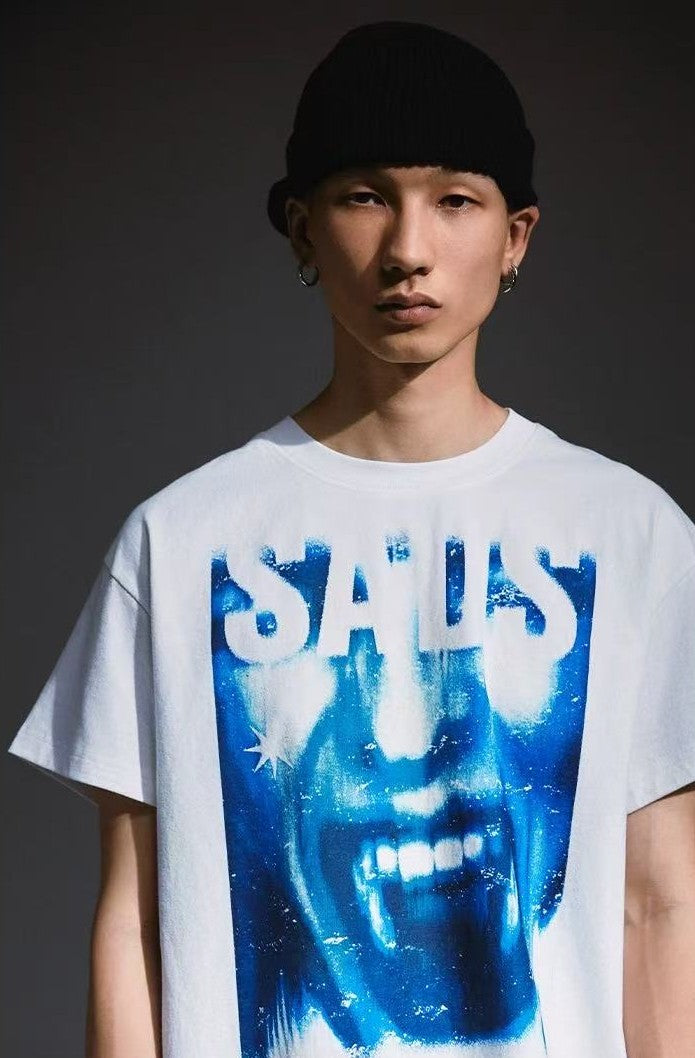 REMEDY Devil Roar Print Washed Short-sleeve T-shirt