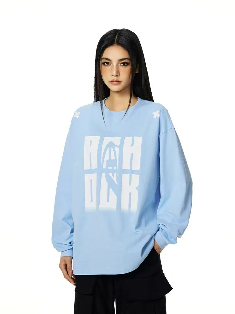 ACHOCK Heavy Letter Print Long-sleeve T-shirt