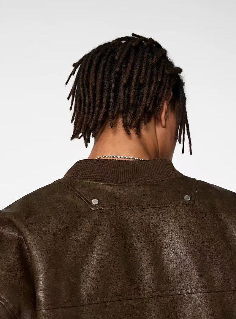 ACHOCK Retro Nostalgic Motorcycle Quilted Leather Jacket