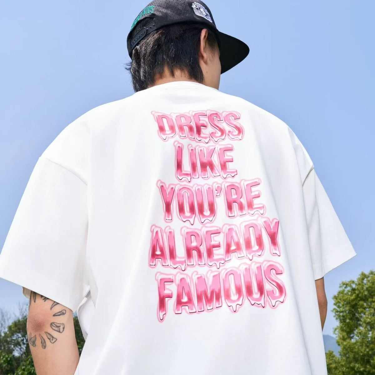 AFGK Liquid Font Printed Short-sleeved T-shirt