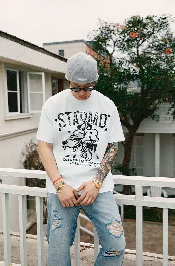 REMEDYxSTA Jackal Print Short-sleeve T-shirt