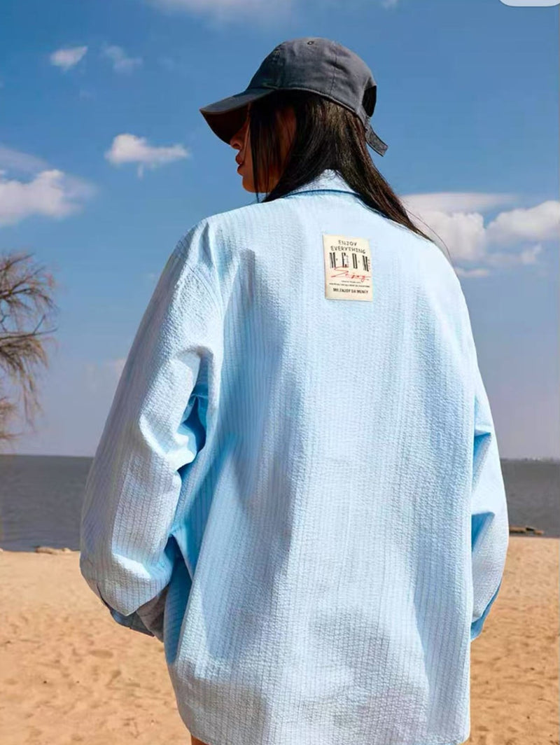 MEDM Letter Embroidered Long- sleeve T-shirt