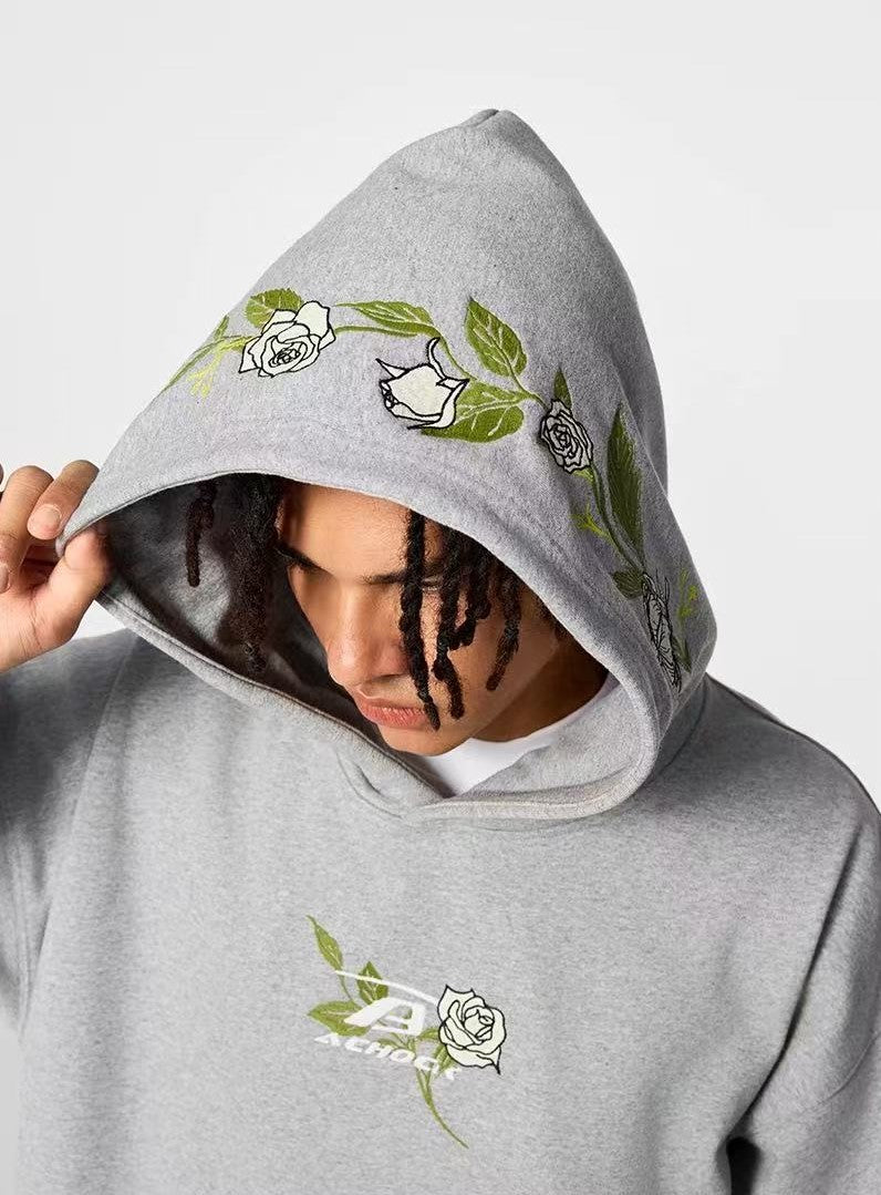 ACHOCK Floral Embroidered Retro Hoodie