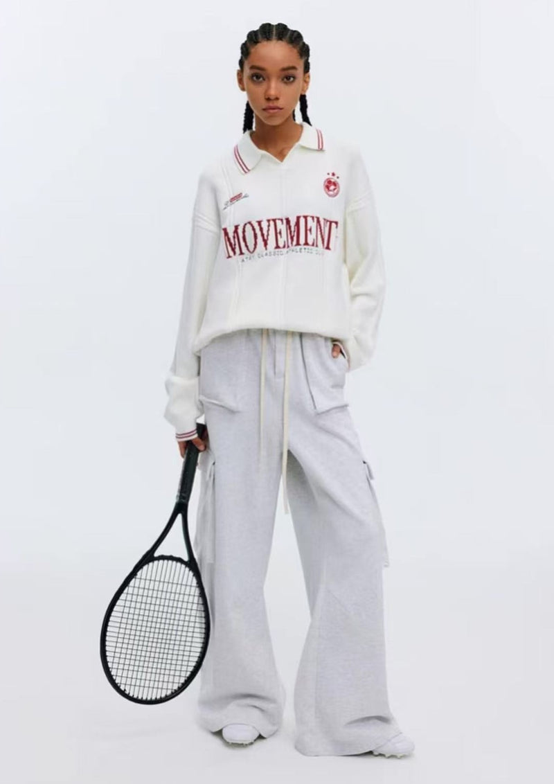 ATRY Contrast Embroidered POLO Striped Sweater