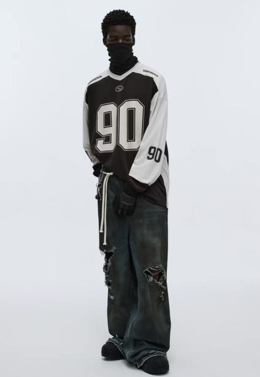 ATRY Contrast color V-neck Long-sleeved Ice Hockey Jersey