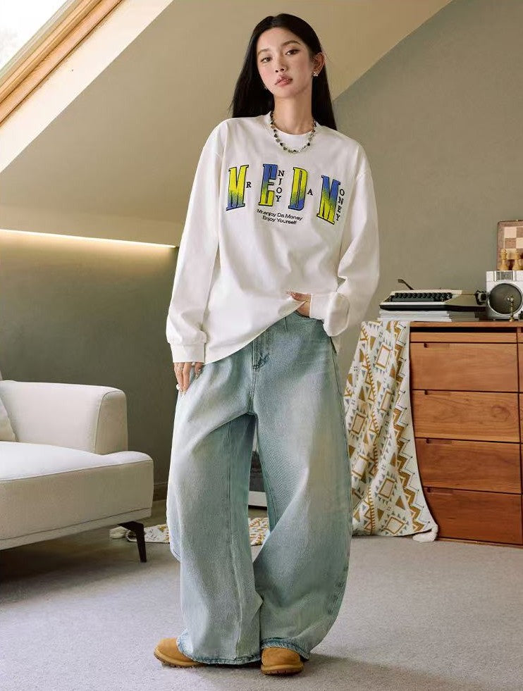 MEDM Toothbrush Embroidered Patch Long-sleeved T-shirt