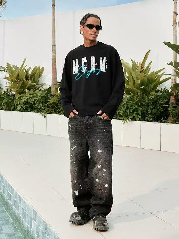 MEDM Washed Cropped Long-sleeve T-Shirt