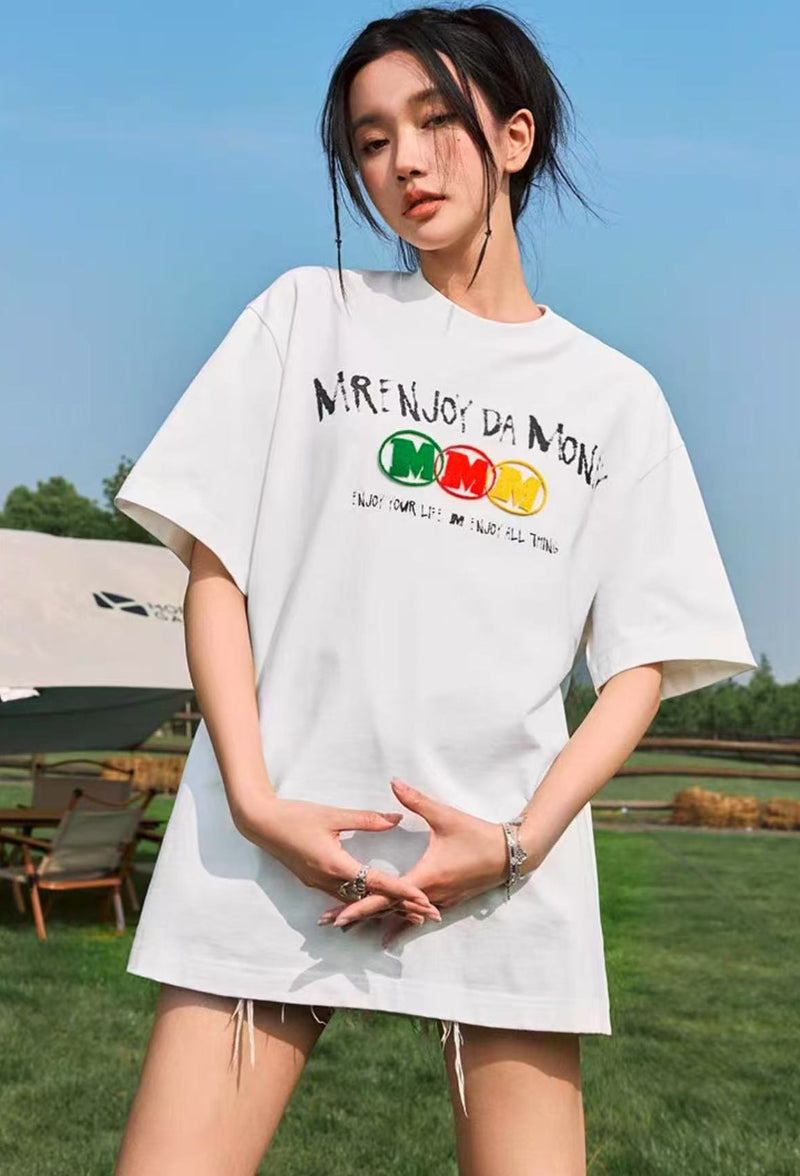 MEDM Ink Word Embroidered Short-sleeved T-shirt