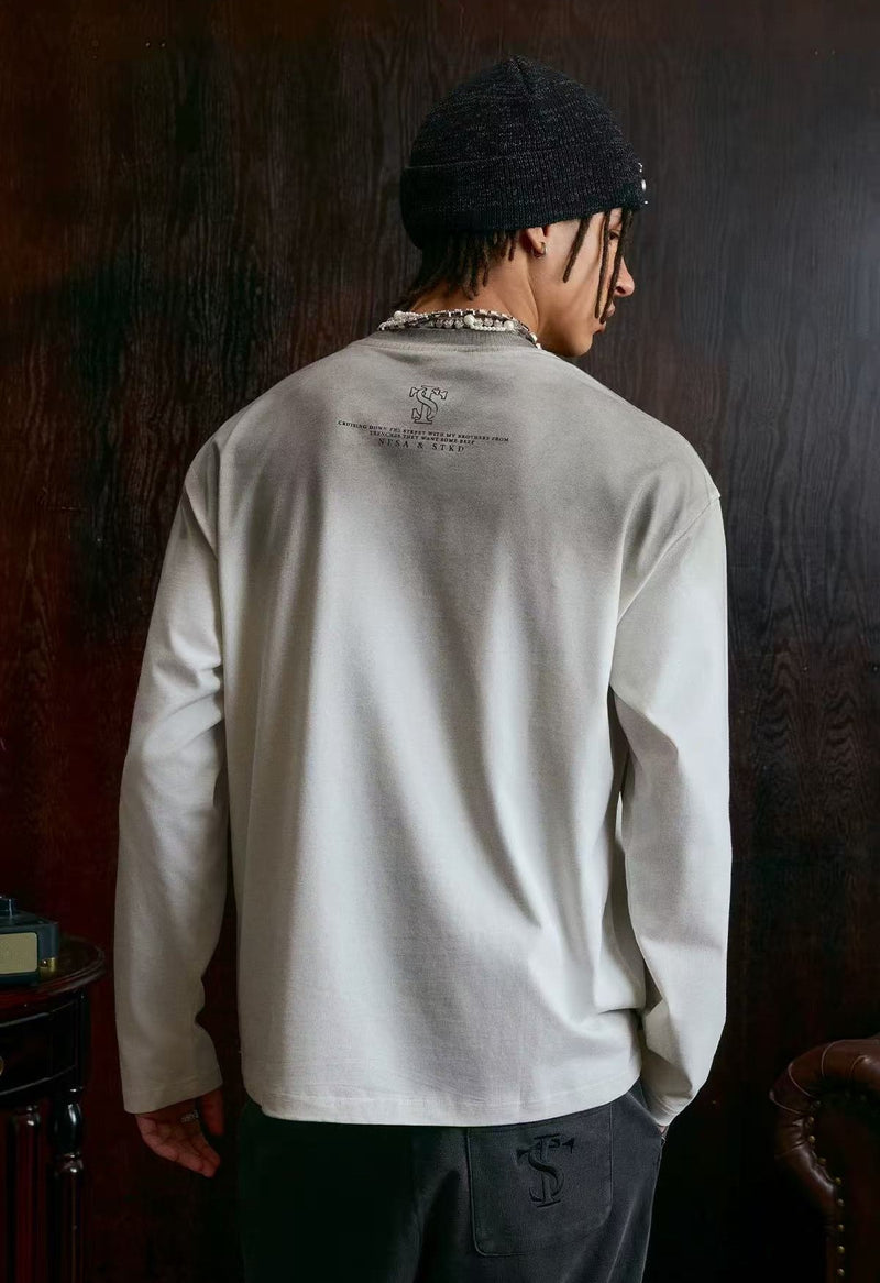 STK Vintage Dirty Wash Glitter Lip Long-Sleeve T-Shirt