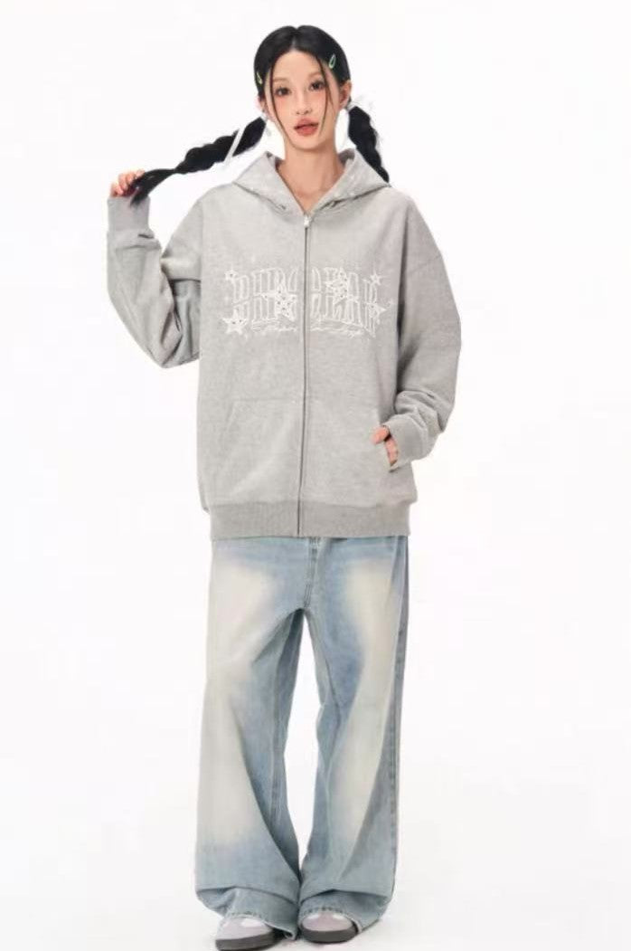 BIPOLAR Star Hooded Cardigan Sweatshirt