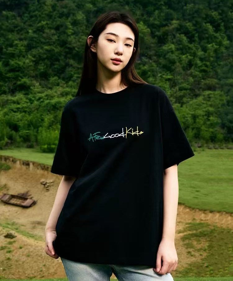 AFGK Cursive Logo Embroidered Short-sleeve T-shirt