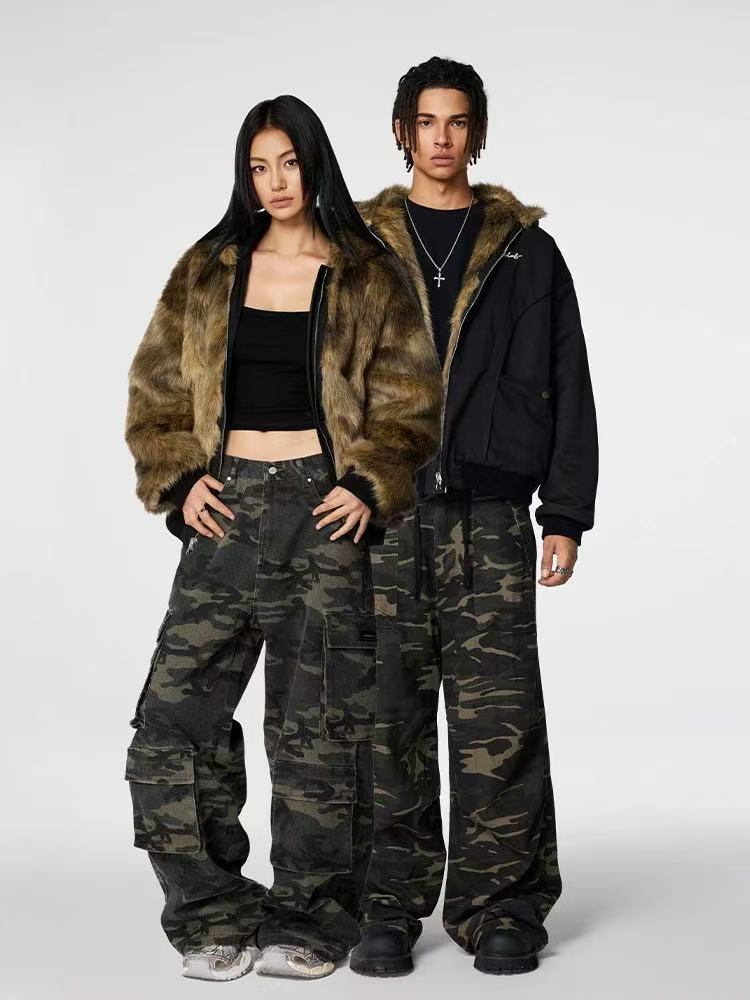 ACHOCK Wind-resistant Thickened Double-sided Bomber Jacket