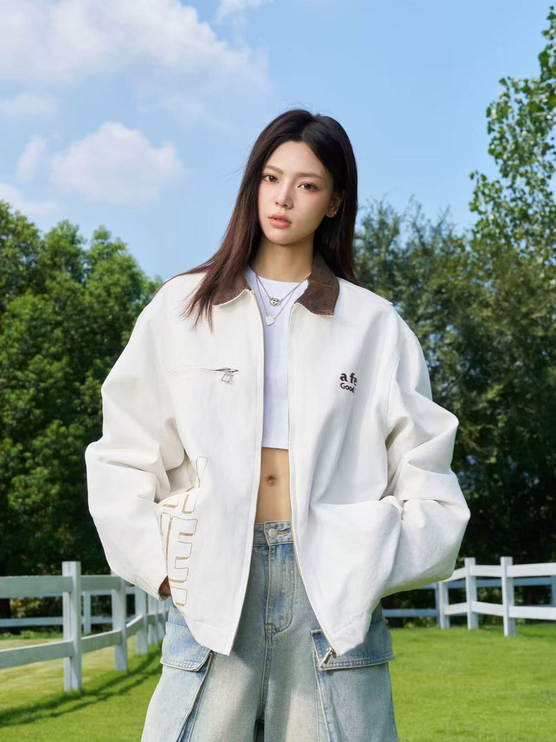 AFGK Vintage Quilted Cotton Washed Distressed Detroit Jacket