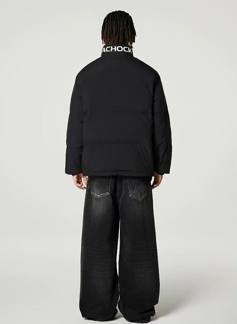 ACHOCK Logo Design Velvet Stand Collar Down Jacket