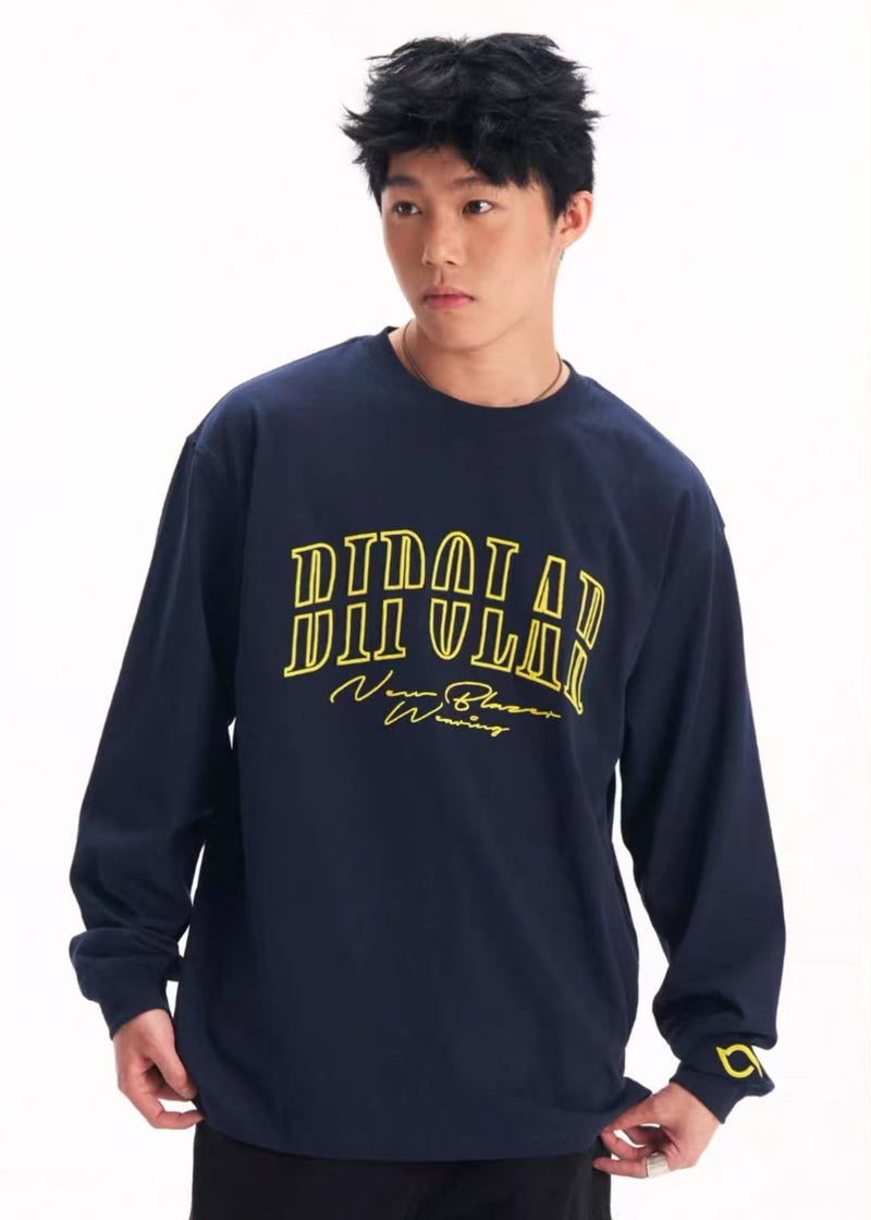 BIPOLAR Basic Embroidered Long-sleeved T-shirt