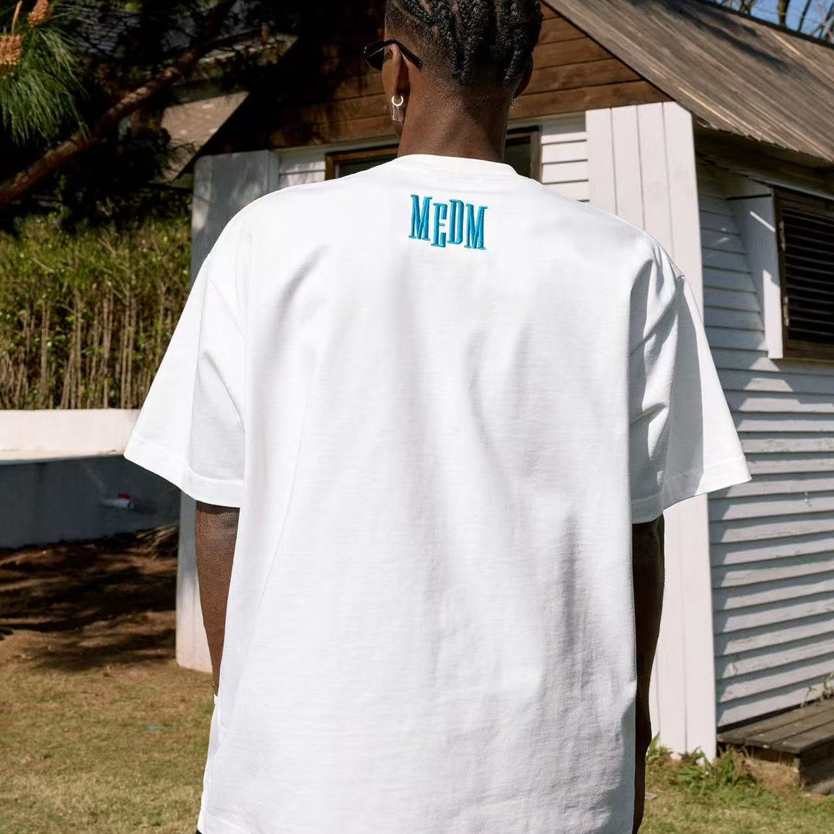 MEDM Webbing Embroidered Letter Short-sleeves T-shirt