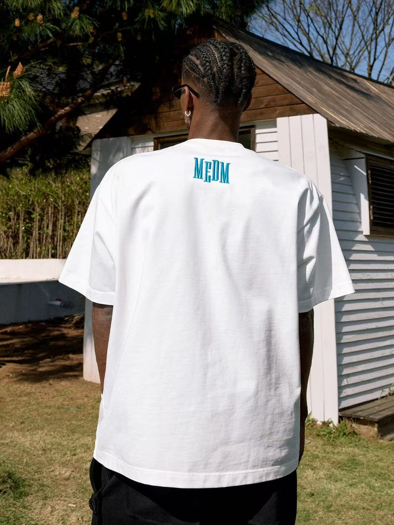 MEDM Webbing Embroidered Letter Short-sleeves T-shirt