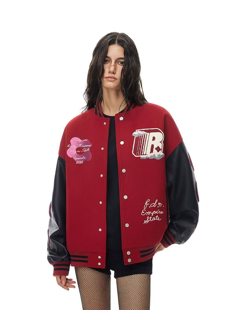 FDR R Logo Cloud Towel Embroidered Varrsity Jacket