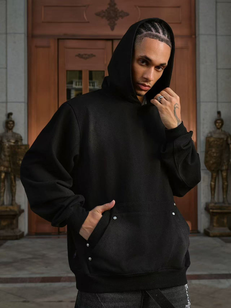 STK Double Pouch Rivet Pocket Wash Hoodie