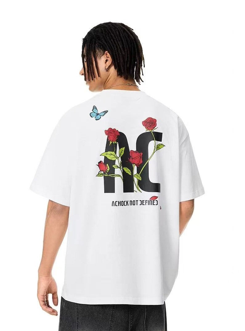 ACHOCK Logo Rose Print T-shirt