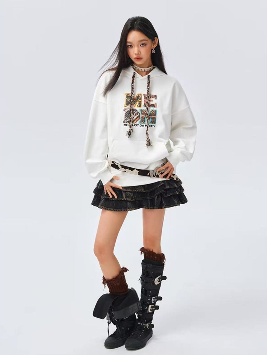 MEDM Bohemian Style Pattern fill Braided Hoodie