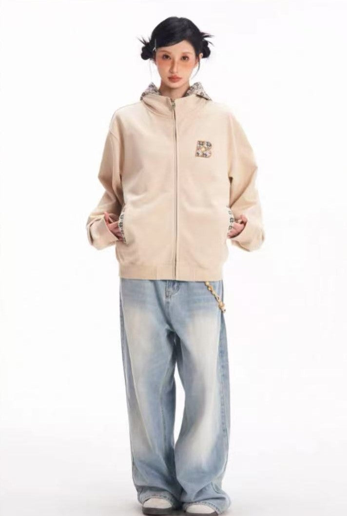 BIPOLAR  Fake Two-piece Ethnic Style Knitted Sweatshirt
