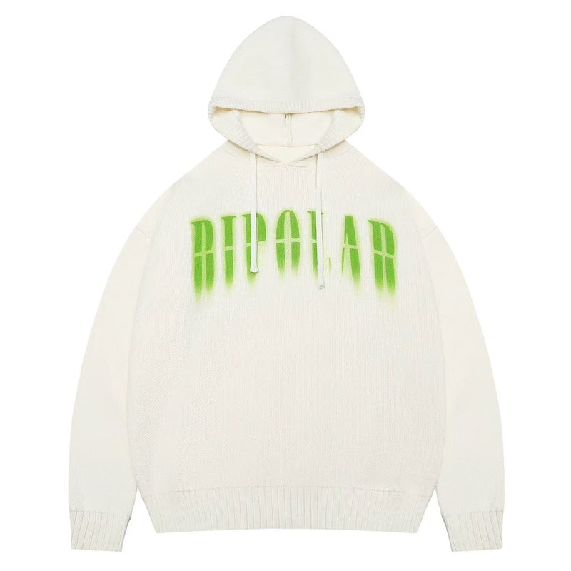 BIPOLAR Direct Print Letter Hooded Sweater