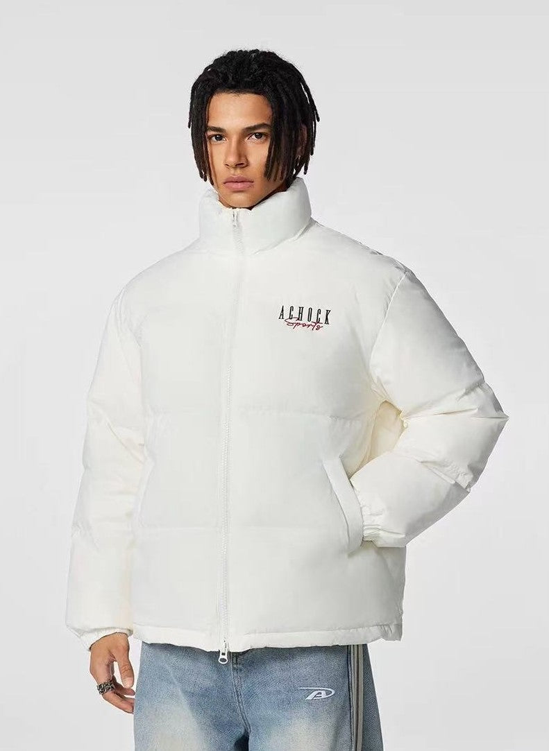 ACHOCK Logo Embroidered White Duck Down Jacket