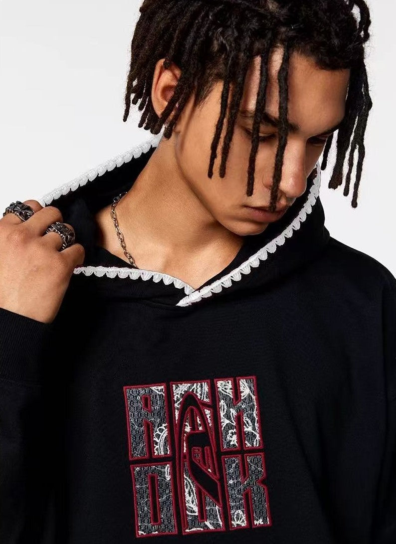 ACHOCK Retro Patch Embroidered Hoodie