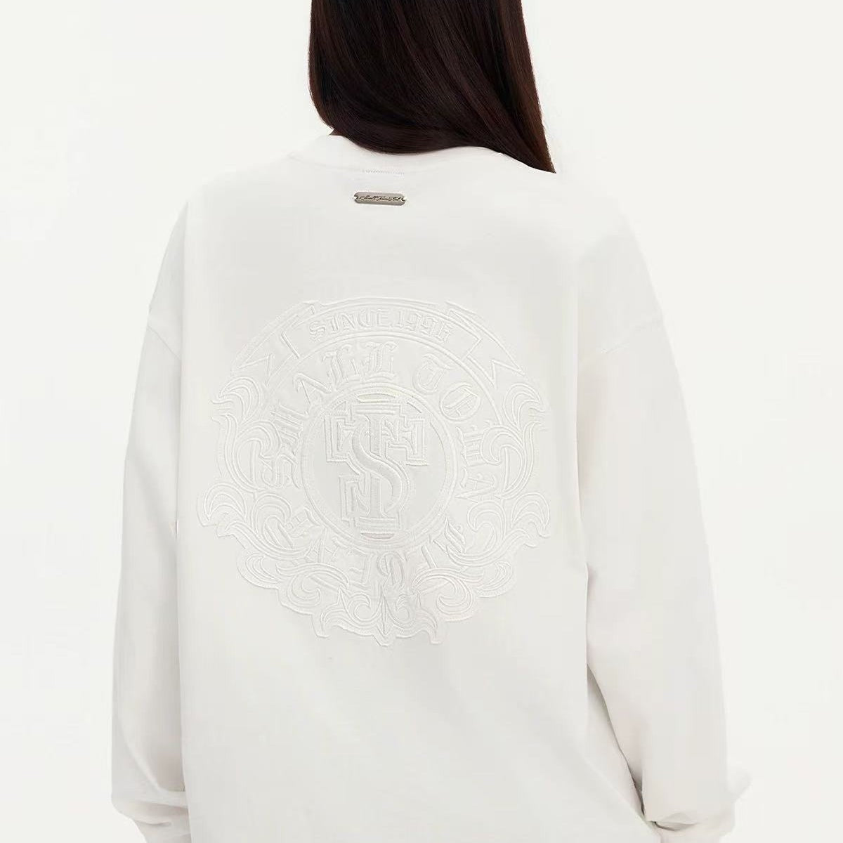 STK Vintage Circular Applique Embroidered Long-Sleeve T-Shirt