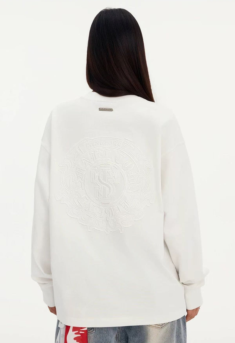 STK Vintage Circular Applique Embroidered Long-Sleeve T-Shirt