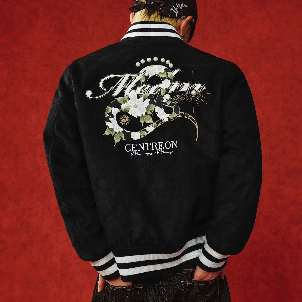 MEDM "Year of the Snake" Suede Varsity Jacket