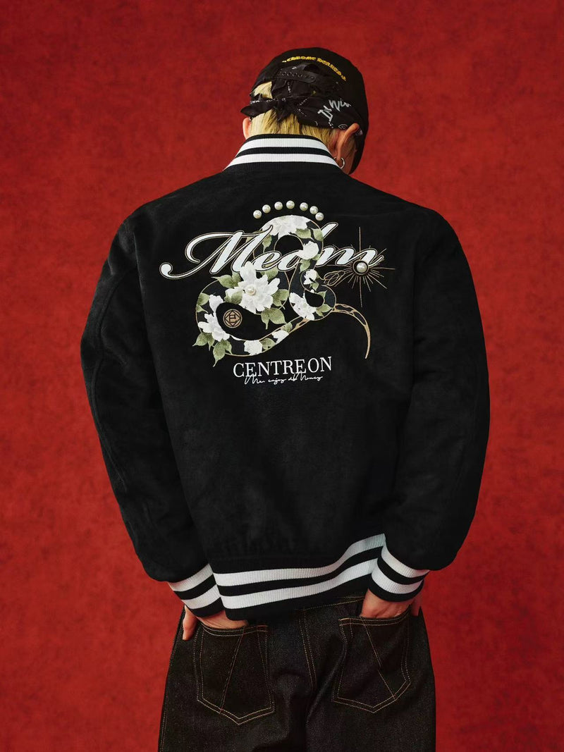 MEDM "Year of the Snake" Suede Varsity Jacket