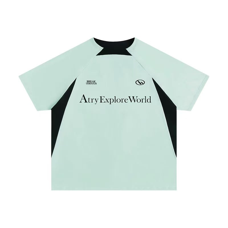 ATRY  Mesh Stitching Contrasting Colors T-shirt