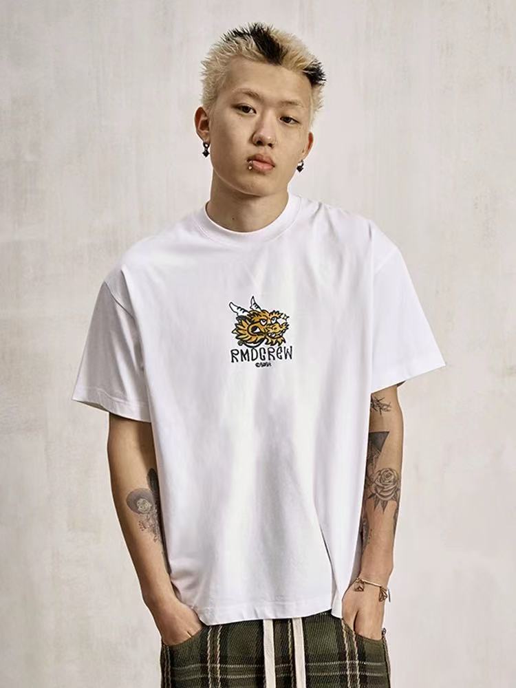 REMEDY Cartoon Dragon Print Short-sleeve T-shirt
