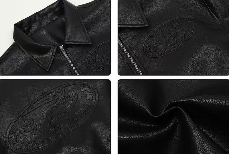 ACHOCK Heavy Steel Embossed Leather Jacket