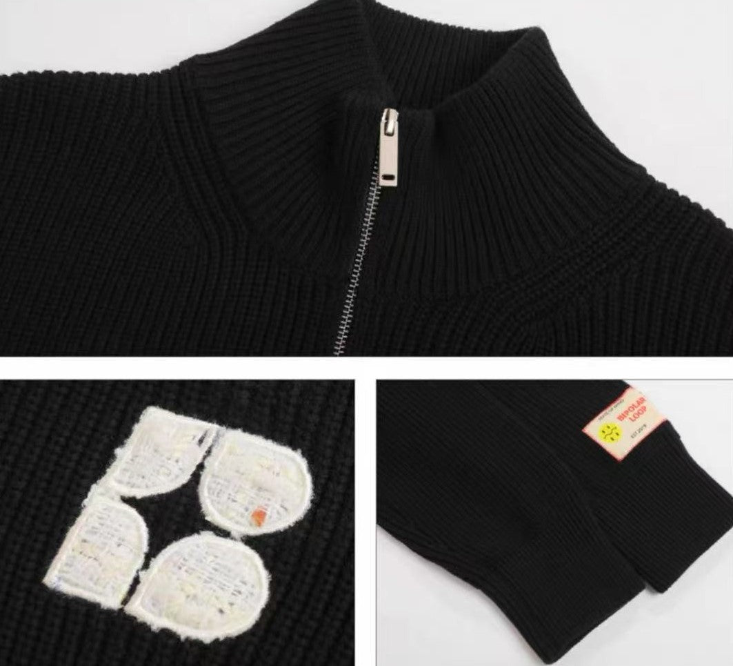 BIPOLAR Knitted Cardigan Zipper Jacket
